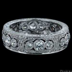 Designer BEVERLEY K ~ 14K White Gold  ~ .84TCW ~ Diamond Eternity Band Ring